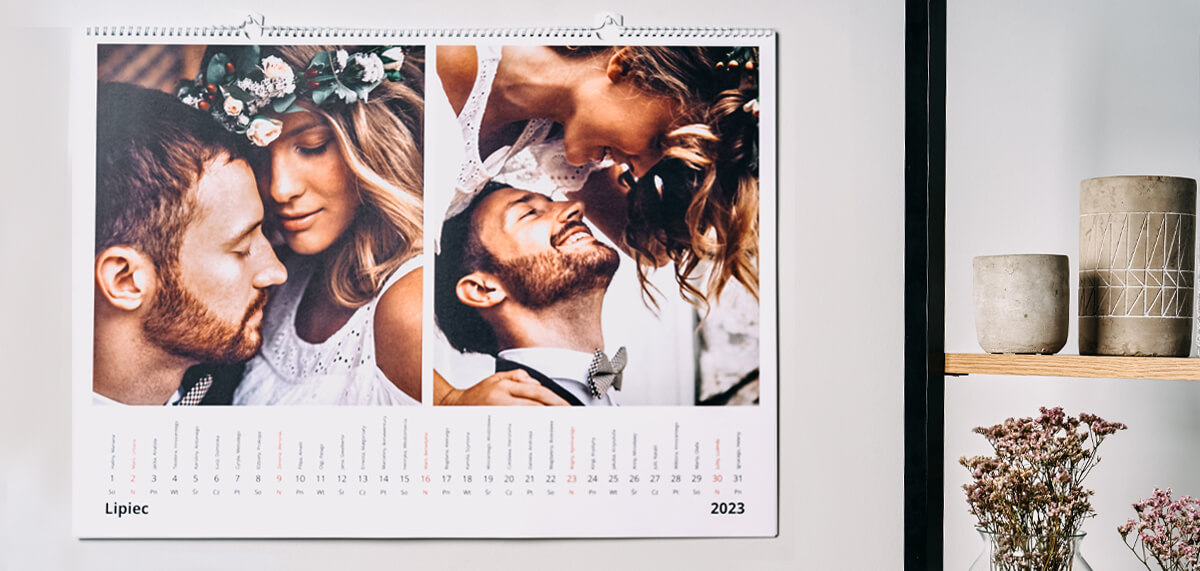 Premium kalendarz na ścianę ze zdjęciami ślubnymi